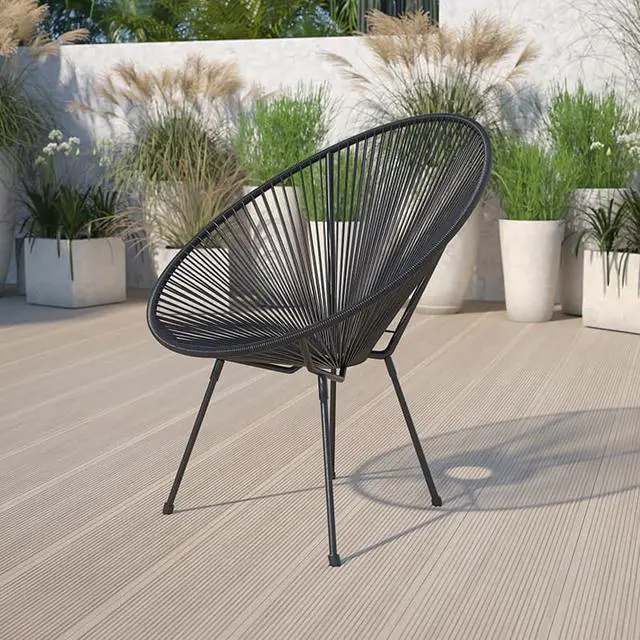 Alt view image 6 of 20 - Valencia Oval Comfort Series Take Ten Black Rattan Lounge Chair