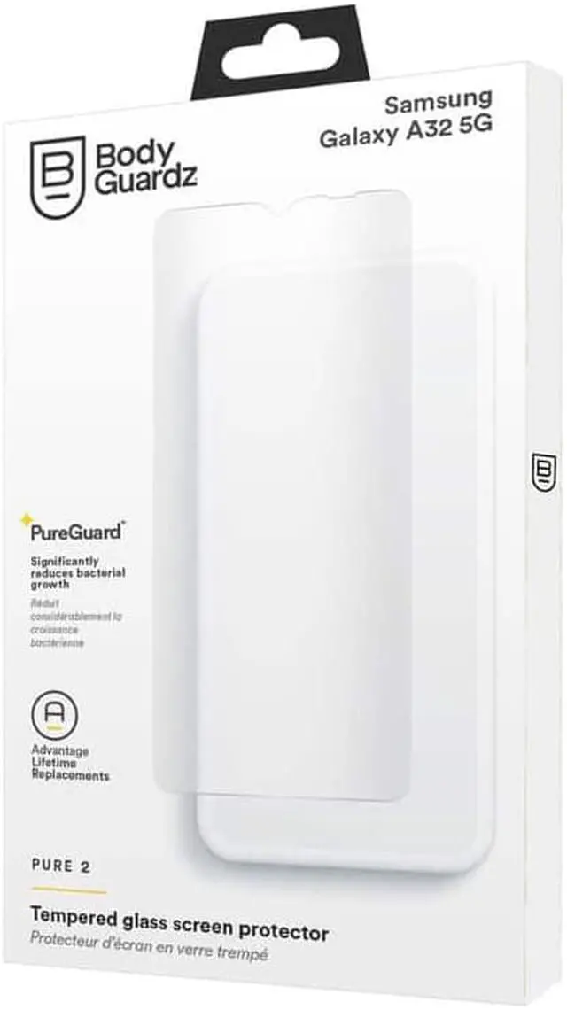 Main image of BodyGuardz Pure 2 Antimicrobial Tempered Glass Screen Protector - Samsung Galaxy A32 5G
