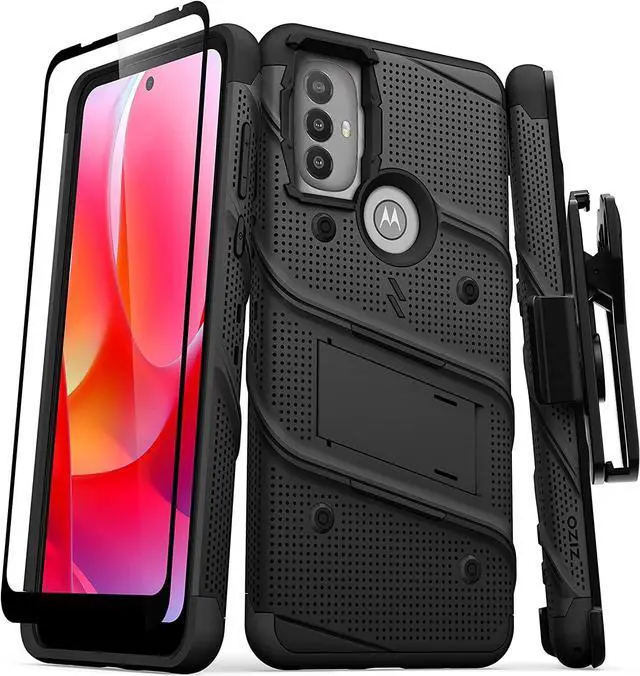 Alt view image 2 of 2 - ZIZO Bolt Bundle for Moto G Power 2022 Case with Screen Protector Kickstand Holster Lanyard - Black