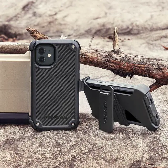 Alt view image 2 of 4 - Pelican Kevlar Shield Case + Holster - iPhone 12 mini - Black