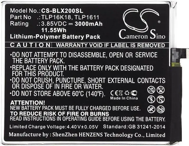 Alt view image 3 of 4 - Battery Replacement for BLU Life One X2 L0090 L0091UU TLP16G30 C766144300T TLP16K18 TLP1611