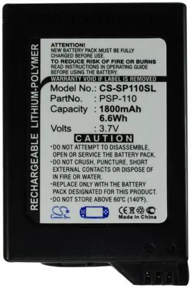 Alt view image 10 of 10 - Fosmon Technology Lithium Polymer Battery For Sony PSP-1000, PSP-1000G1, PSP-1000G1W, PSP-1000KCW - 1800mAh