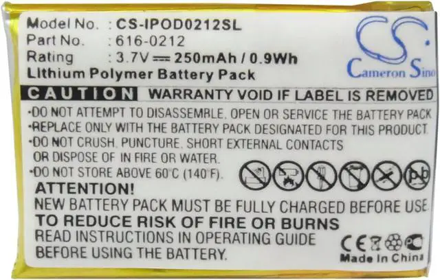 Alt view image 5 of 5 - Battery for Apple iPOD Shuffle MB226LL/A MB228LL/A 616-0212 MB519LL/A MP3 250mAh