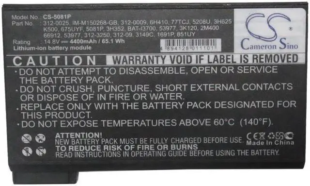 Alt view image 5 of 5 - Battery Replacement for DELL Latitude CPt 500 Latitude C610 4100 1.0G 8000 C600 Latitude CPi R PII 400 75UYF 851UY 1691P 312-3250 1K500 6H410 312-0028 66912 53977 461-6399 77TCJ IM-M150268-GB