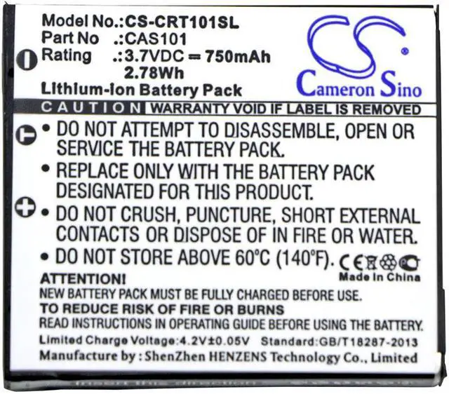 Alt view image 3 of 5 - Battery for Creative Vado Pocket HD Video Cam VF0570 CAS101 CS-CRT101SL 750mAh