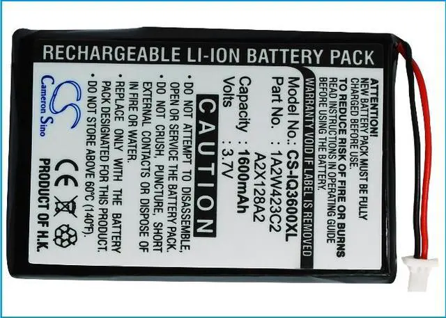 Alt view image 5 of 5 - Battery for Garmin iQue 3200 3600 3600a BTI PW029123 1A2W423C2 A2X128A2 1600mAh