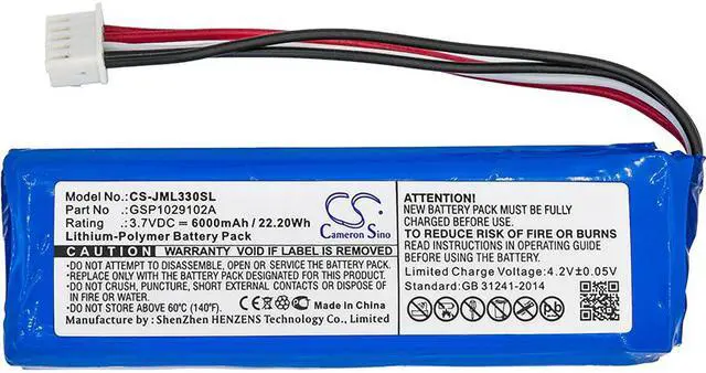 Alt view image 3 of 4 - Battery for JBL Bluetooth Speaker GSP1029102A Charge 3 CS-JML330SL 3.7V 6000mAh