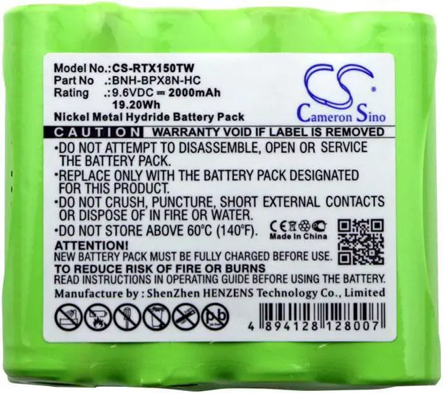Alt view image 3 of 3 - Two-Way Radio Battery for Ritron BNH-BPX8N-HC Patriot RTX150 RTX450 9.6V 2000mAh