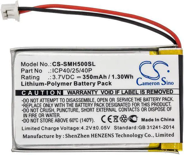 Alt view image 3 of 4 - Battery for Sena ICP40/25/40P SMH-5 SMH5 Bluetooth Intercom CS-SMH500SL 350mAh