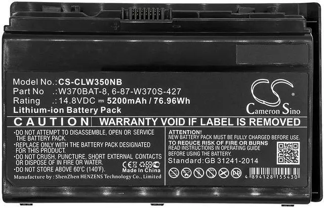 Alt view image 3 of 3 - Battery Replacement for Clevo XMG A722 P370em XMG A522 K590S W350ST K790S-i7 W355SSQ W350ET XMG A523 NEXOC W355ST W370BAT-8 6-87-W37ES-427 6-87-W370S-4271 W370BAT-3 6-87-W370S-427 6-87-W37SS-427