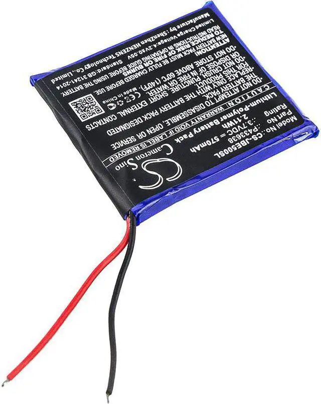 Alt view image 2 of 4 - Wireless Headset Battery for JBL P433638 Synchros E50BT CS-JBE500SL 3.7V 570mAh