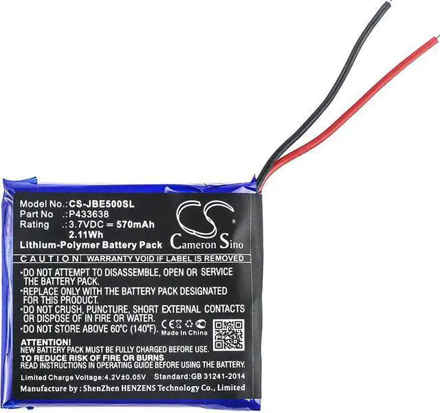 Alt view image 3 of 4 - Wireless Headset Battery for JBL P433638 Synchros E50BT CS-JBE500SL 3.7V 570mAh