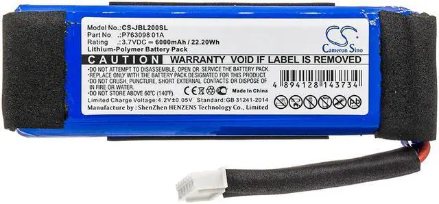 Alt view image 3 of 4 - Battery for JBL Link 20 Google Assistant Speaker P763098 01A CS-JBL200SL 6000mAh