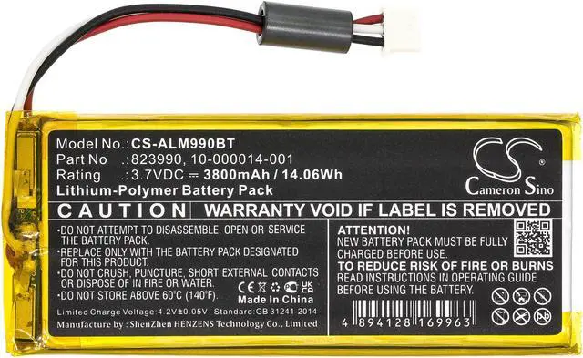 Alt view image 3 of 5 - Estry Battery Replacement for 2GIG GC3 Panel SP1-GC3 GC3e Panel 10-000014-001 823990