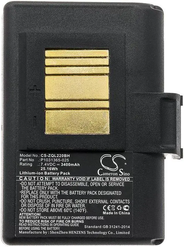 Alt view image 3 of 3 - Estry Battery Replacement for Zebra QLn220HC ZR628 ZQ610 QLN220 ZQ620HC ZQ510 ZQ500 ZQ520 ZQ521 ZQ620 QLN320 ZR638 P1023901 BTRY-MPP-34MAHC1-01 AT16004 P1051378 P1023901-LF P1031365-059 P1031365-025