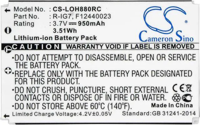 Alt view image 3 of 5 - Battery Replacement for Harmony 720 Remote Harmony One Harmony 890 Harmony 880 Remote Harmony 880 Pro NTA2340 HHD10010 1903040000 R-IG7 M41B 815000037 190304200 R1G7 RIG7 190304-0004 190304-200