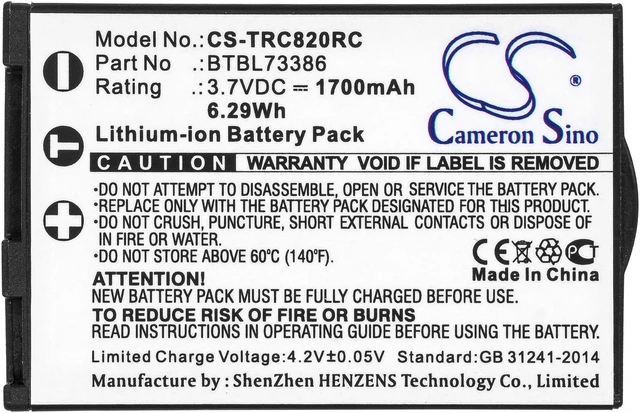 Alt view image 3 of 4 - Estry Battery Replacement for URC R100 TRC-820 MX-R500 MX-R700 RM-2 TRC-1080 BTBL73386