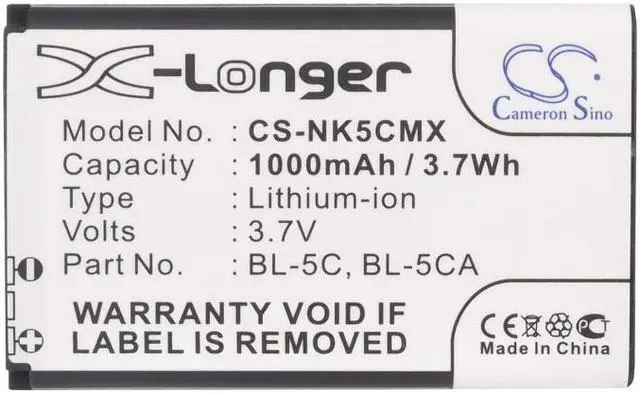Alt view image 5 of 5 - Estry Battery Replacement for 6600 2700 classic 3125 1208 2255 3100 6555 MD-12 6265i N91 8GB 6268 2280 3600 105 (2023) 2270 X2-05 6175i 6270 LD-3W 6086 1101 6108 6680 2626 RM-986 2610 BL-5C BL-5CA