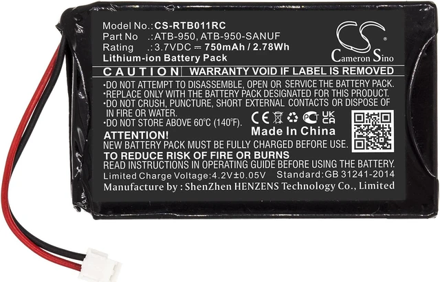 Alt view image 3 of 5 - Estry Battery Replacement for RTI T2+ T1 T1B Theater T2 T1-B ATB-950 ATB-950-SANUF 40-210154-17