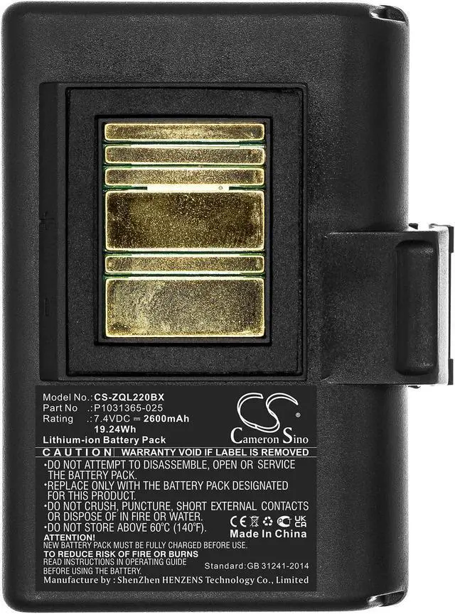 Alt view image 3 of 4 - Estry Battery Replacement for Zebra ZQ620HC QLn220HC ZQ510 ZR628 ZQ500 ZQ620 ZQ521 QLN320 ZQ610 ZR638 QLn320HC BTRY-MPP-34MAHC1-01 P1031365-069 AT16004 P1031365-025 P1031365-059 P1023901-LF