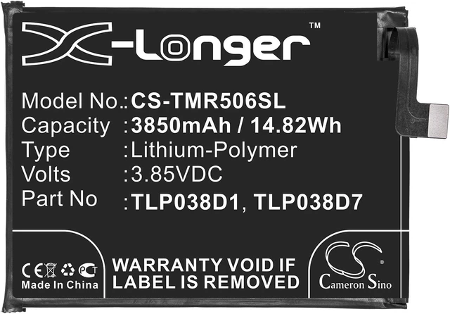 Alt view image 3 of 5 - Estry Battery Replacement for T-Mobile 5062Z 5062W Revvl 4 Plus TLP038D7