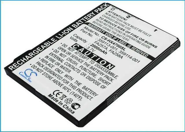 Main image of Estry Battery Replacement for iPAQ HX4800 iPAQ HX4705 iPAQ HX4715 iPAQ HX4700 359498-001 HSTNH-M02B-SL 359113-001 290483-B21 HSTNN-H02C-X