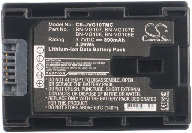 Alt view image 5 of 5 - Estry Battery Replacement for GZ-E100 GZ-GX1BU GZ-MS110BEU GZ-EX310BU GZ-EX355 GZ-MG760 GZHD520 GZ-MS216SEU GZ-EX265 BN-VG108 BN-VG108E BN-VG107 BN-VG108USM BN-VG107E BN-VG107U BN-VG107US BN-VG108U