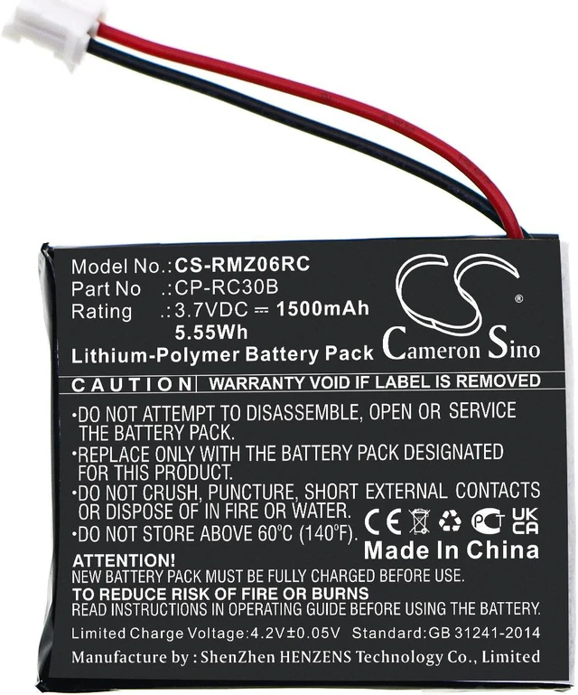 Alt view image 3 of 5 - Estry Battery Replacement for Mamba RC30-0027101 Mamba RC30-013601 CP-RC30B