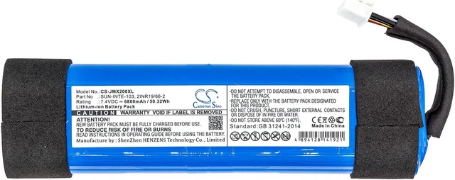 Alt view image 3 of 5 - Estry Battery Replacement for XTREME2BLUAM XTREME2BLKAM Xtreme 2 ID1019 SUN-INTE-103 2INR19/66-2