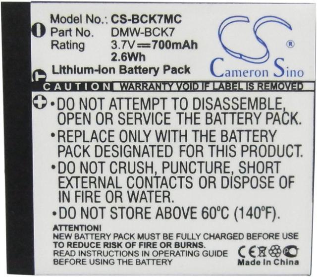 Alt view image 5 of 5 - Battery Replacement for Lumix DMC-FS40S Lumix DMC-FS16A Lumix DMC-FS18V Lumix DMC-SZ7W Lumix DMC-FS40 SDBCK7 VW-BCK7 DMW-BCK7E NCA-YN101F NCA-YN101J ACD-341 DMW-BCK7 NCA-YN101H DMW-BCK7PP
