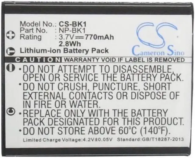 Alt view image 5 of 5 - Estry Battery Replacement for CyberShot DSC-S980 DSC-W190/R CyberShot DSC-S980/B DSC-W190 MHS-PM5/K 
 DSC-S950S MHS-CM5 
 MHS-PM5KP 
 DSC-W370S 
 DSC-W190/R MHS-PM1 NP-BK1 NP-FK1