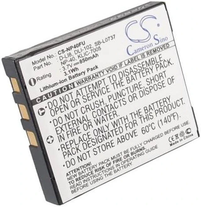 Main image of Estry Battery Replacement for Optio S4i Optio A20 Optio S Optio W10 Optio S5n Optio A40 D-LI8 D-Li85