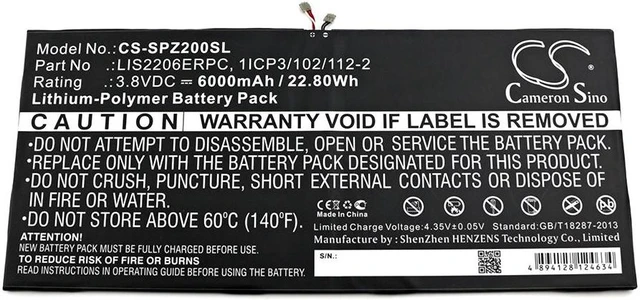 Alt view image 3 of 3 - Estry Battery Replacement for SGP521 SGP561 SGP512 Xperia Tablet Z2 Castor SOT21 Xperia Tablet Z2 TD-LTE SGP511 SGP541 SGP551 LIS2206ERPC 1277-3631.1B 1ICP3/102/112-2