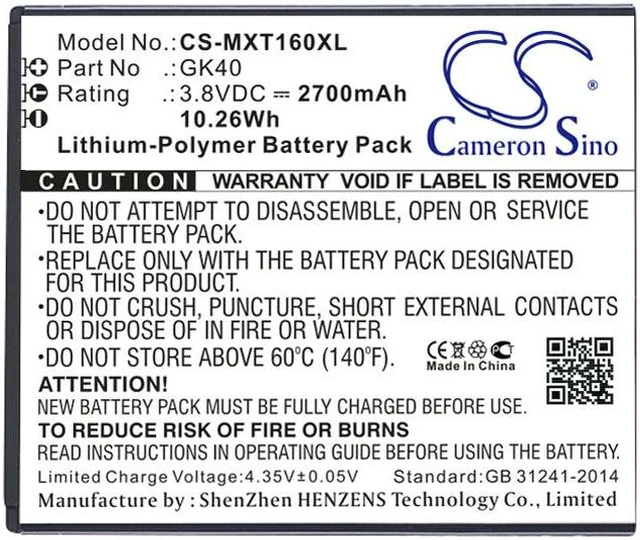 Alt view image 3 of 3 - Estry Battery Replacement for MotoroIa XT1700 XT1676 Moto E3 Moto G4 Play XT1677 XT1921-3 Moto E3 Dual SIM XT1768 XT1607 XT1921-5 XT1600 XT1670 Moto E4 Dual SIM LTE XT1762 SNN5967B SNN5967A GK40