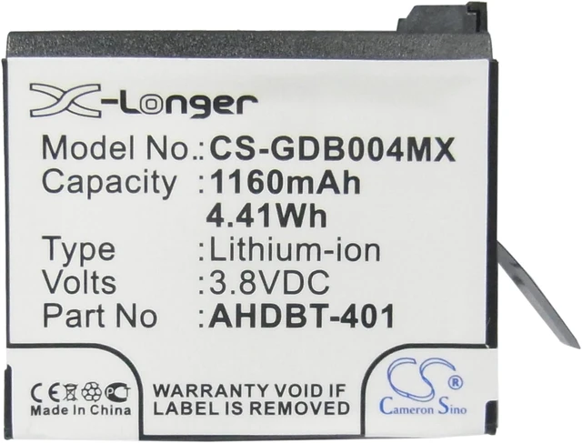 Alt view image 5 of 5 - Estry Battery Replacement for GP Hero 4 Hero 4 Black Hero 4+ Hero 4 Silver 335-06532-000 AHDBT-401