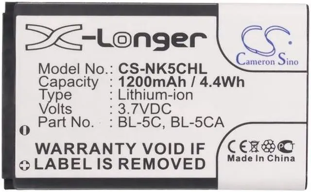 Alt view image 5 of 5 - Estry Battery Replacement for C1-01 1315 2626 BL-5C BL-5CA