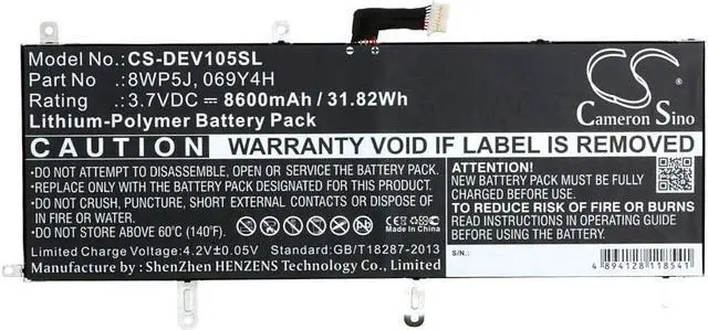 Alt view image 5 of 5 - Estry Battery Replacement for DELL Venue 10 5050 Venue 10 5000 8WP5J 069Y4H