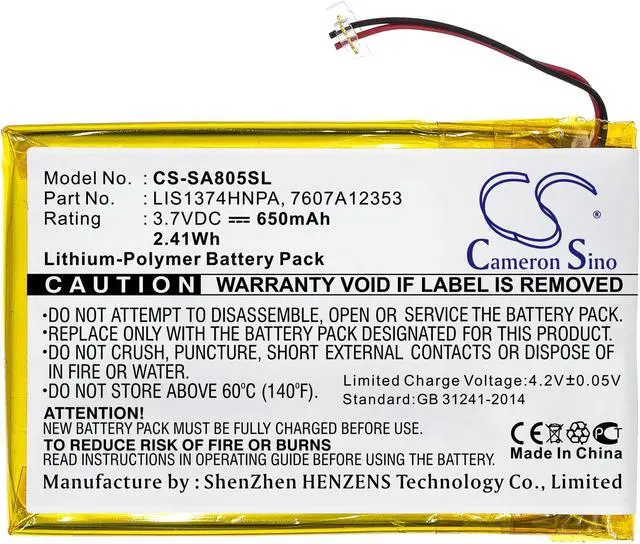 Alt view image 3 of 5 - Estry Battery Replacement for NWZ-A828KBLK NW-A806B NW-A805W NW-A806P NW-A806W NWZ-A818 7607A12353 1-756-702-11 LIS1374HNPA