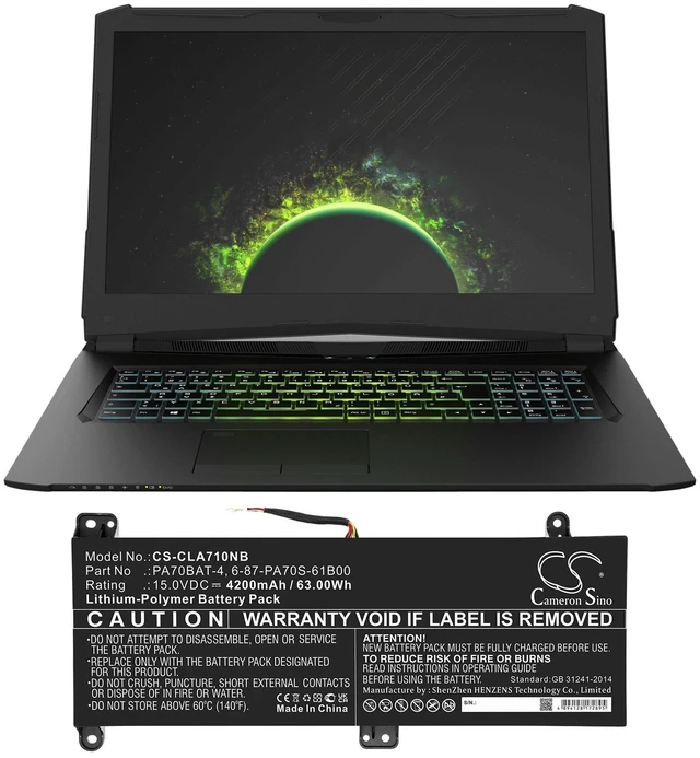 Alt view image 5 of 5 - Estry Battery Replacement for Hasee Kingbook G99E Kingbook G97E G97E PA70BAT-4 6-87-PA70S-61B00
