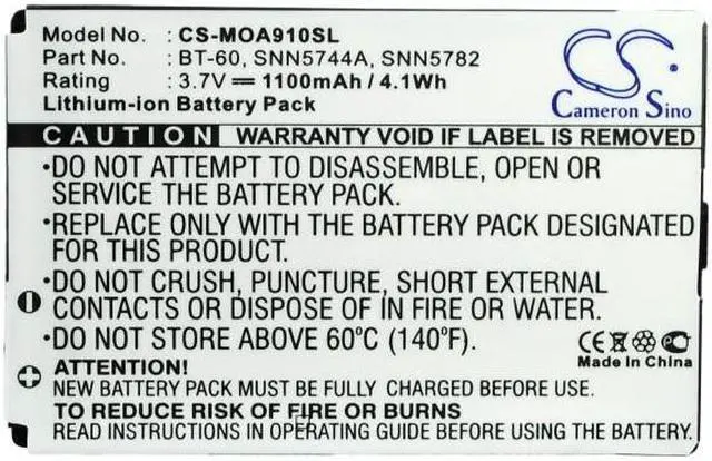 Alt view image 5 of 5 - Estry Battery Replacement for MotoroIa E770 W315 i885 IC902 V1050 ROKR E1 C980 V261 A910 V980 i776 V257 E1070 SNN5782 BT-60 SNN5744A