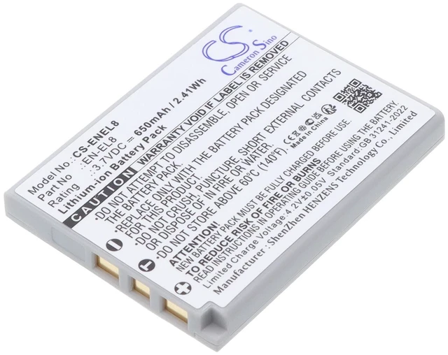 Main image of Estry Battery Replacement for NK Coolpix S1 Coolpix S7 Coolpix S2 Coolpix S8 EN-EL8