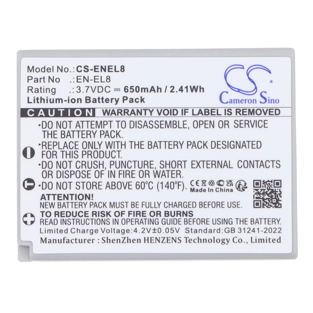 Alt view image 5 of 5 - Estry Battery Replacement for NK Coolpix S1 Coolpix S7 Coolpix S2 Coolpix S8 EN-EL8