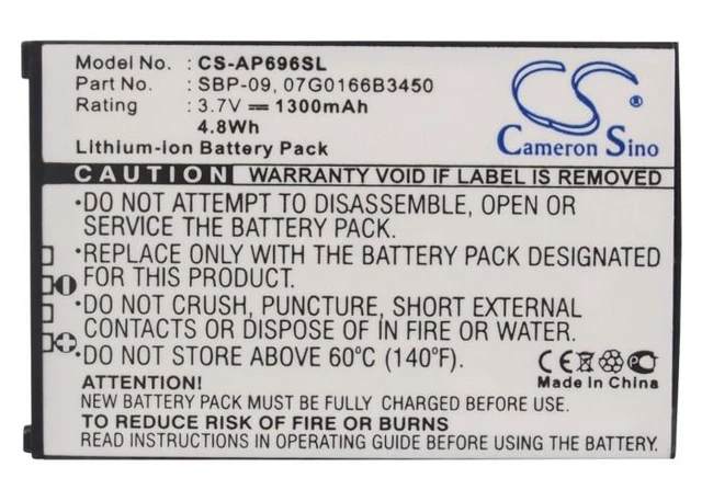 Alt view image 5 of 5 - Estry Battery Replacement for as Mypal A626 MyPal A686 Mypal A696 07G0166B3450 SBP-09