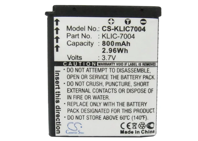 Alt view image 5 of 5 - Estry Battery Replacement for Play Sport Waterproof HD Pocket Video EasyShare M1093 IS Zi8 Pocket Video Camera KLIC-7004