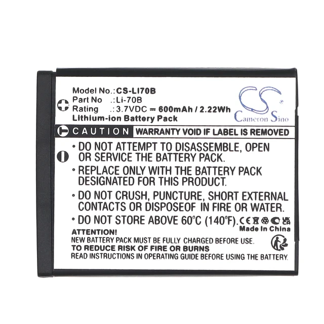 Alt view image 5 of 5 - Estry Battery Replacement for VG-110 VG-120 FE-4040 VG-140 X-940 VG-130 FE-4020 Li-70B