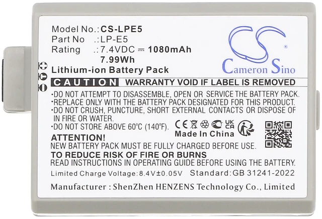 Alt view image 5 of 5 - Estry Battery Replacement for EOS Kiss X3 EOS Rebel T1i EOS Rebel Xsi EOS Kiss X2 EOS Rebel XS 18-55IS Kit EOS Rebel XSi EF-S 18-55IS Kit EOS 500D EOS Kiss F EOS 450D EOS 1000D LP-E5