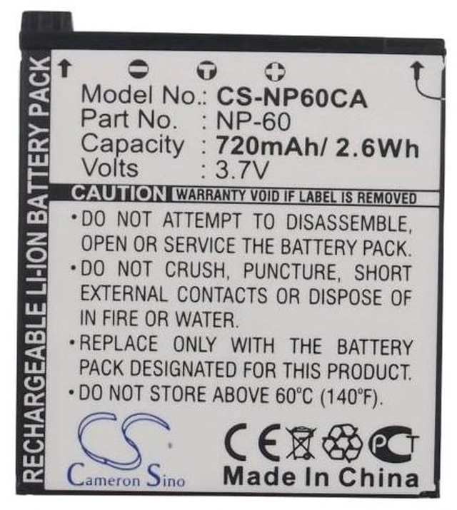 Alt view image 5 of 5 - Estry Battery Replacement for Exilim Zoom EX-Z85SR Exilim EX-Z29PE Exilim EX-Z90PK Exilim Zoom EX-S10BE Exilim Zoom EX-Z80BE Exilim Zoom EX-Z85BN Exilim Zoom EX-Z20 Exilim Zoom EX-Z9PK NP-60