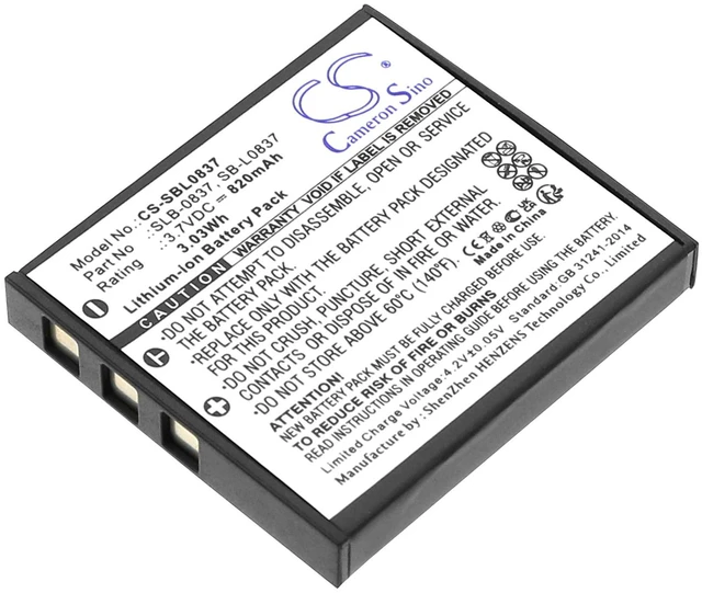 Main image of Estry Battery Replacement for Digimax L73 Digimax NV5 Digimax NV15 Digimax i6 PMP Digimax i5 Digimax NV7 Digimax L80 Digimax i50 SLB-0837 SB-L0837