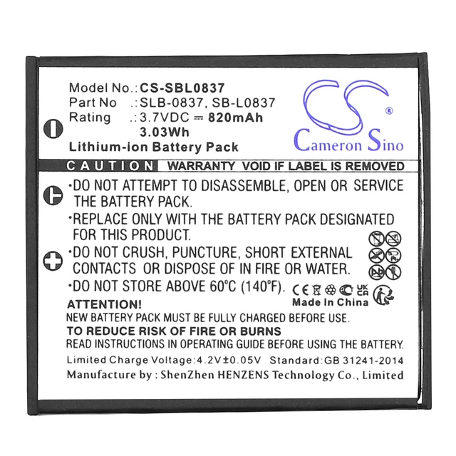 Alt view image 3 of 5 - Estry Battery Replacement for Digimax L73 Digimax NV5 Digimax NV15 Digimax i6 PMP Digimax i5 Digimax NV7 Digimax L80 Digimax i50 SLB-0837 SB-L0837