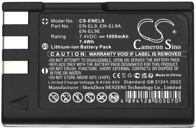 Alt view image 5 of 5 - Estry Battery Replacement for NK DSLR-D40C DSLR-D60 DSLR-D40X D40X D5000 D60 D3000 D40A DSLR-D40 D40 DSLR-D40A D40C EN-EL9A EN-EL9E EN-EL9